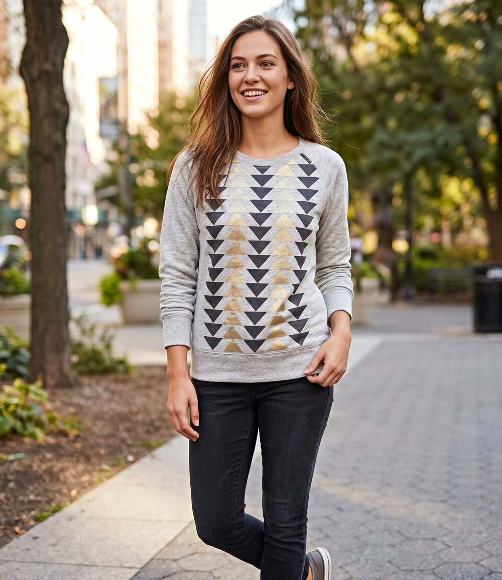 J.CREW Women's Gray Geometric Metallic Crew Neck Knit Sweatshirt XS